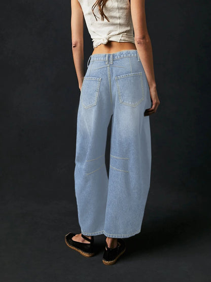 American style casual lazy banana pants, sickle pants, loose design, denim cropped pants for women jeans