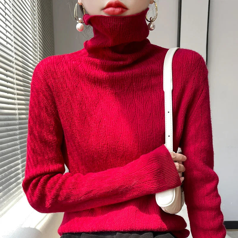 2022 Cashmere Sweater Women's Casual Turtleneck Pullover Fashion Knitwear Women's Autumn And Winter  Solid Color Sweater