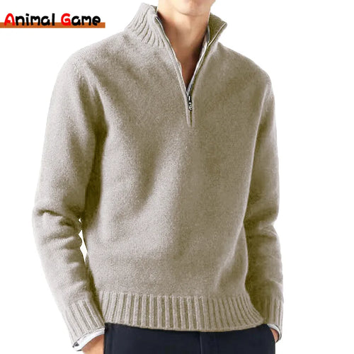 Men Turtlenecks Sweaters Knitwear Pullovers Solid Color Long Sleeved Sweater