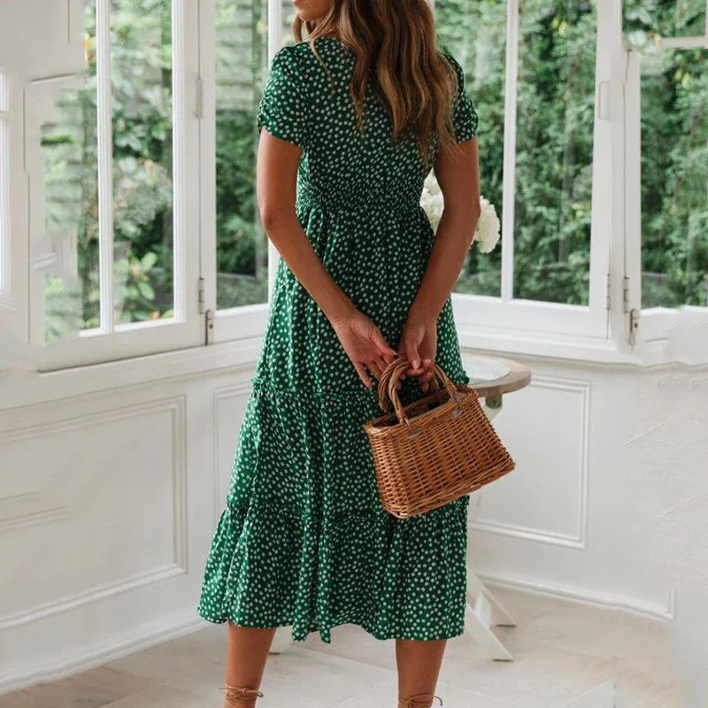 Vintage Vintage Print Puff Sleeve summer Beach sweet dresses Casual Square collar floral maxi long dress 2022 festa