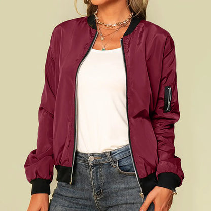 Women Jackets Tops Fashion Basic Bomber Jacket