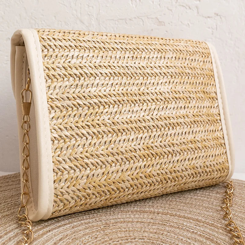 Girls Mobile Phone Bag 2022 New Women's Summer Woven Bag Messenger Straw Bag Small Square Bag Fashion Bag