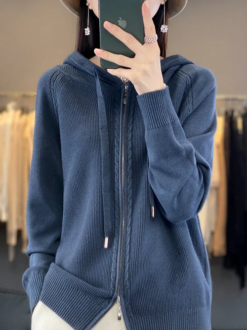 Spring Hooded Cardigan Women's Sweater