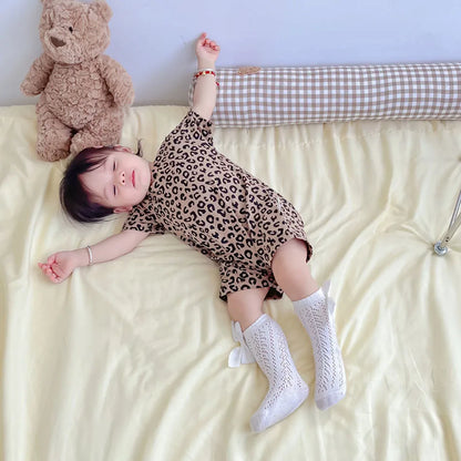 Adorable Baby Leopard Summer Rompers Girls and Boys Soft Cotton One-piece Toddler Kids Crawling Playsuit Clothes 0-24 Months