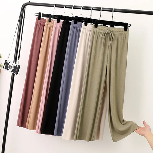 Women Long Pants Spring Summer Straight Long Elastic trouser