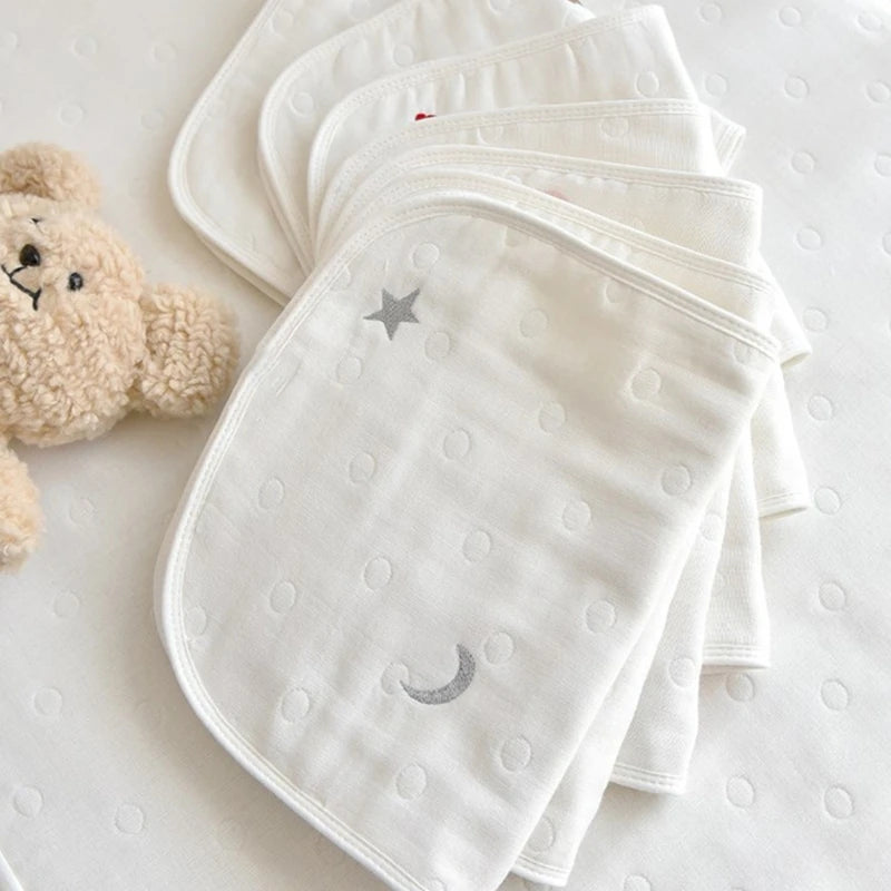 6 Layer Cotton Baby Pillows for Newborn Gauze Towel Burp Cloths Baby Stuff Gauze Embroidered Babies Accessories