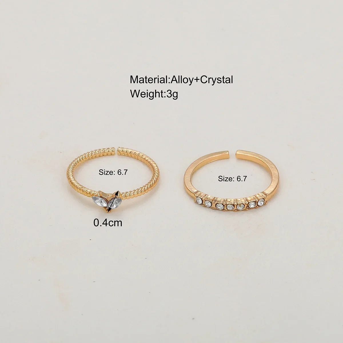 2024 New Gold Color Heart Zircon Rings Set for Women Girls Adjustable Minimalism Luxury Twist Ring Fashion Jewelry Wedding Gifts