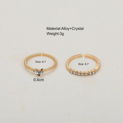 2024 New Gold Color Heart Zircon Rings Set for Women Girls Adjustable Minimalism Luxury Twist Ring Fashion Jewelry Wedding Gifts