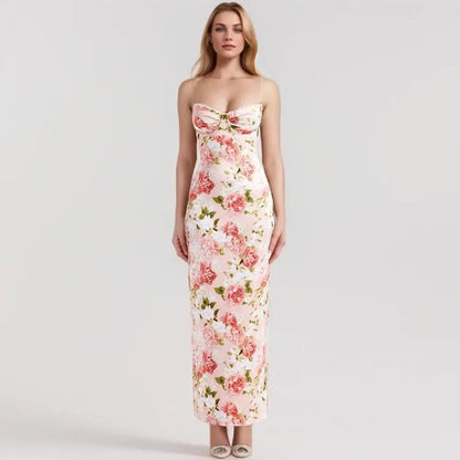 Summer Floral Printed Long Dresses for Women Wedding Party