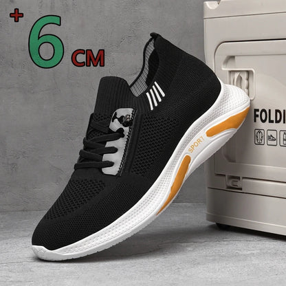 Man Mesh Elevator Sneakers Hidden Heels Breathable Heightening Shoes For Men Increase Insole 6CM Lift Sports Casual Height Shoes