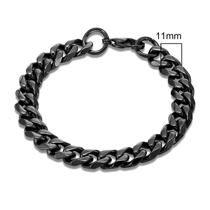 Stainless Steel Black Dainty Curb Cuban Link Chain Bracelets for men