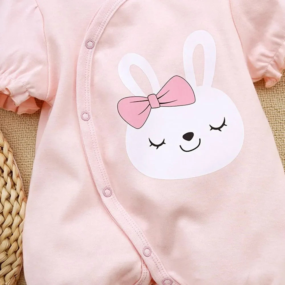 3-18M Summer baby girl romper cute rabbit pattern pink shorts crawling suit cotton newborn baby onesie gift for Infants