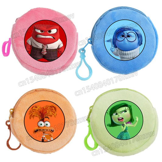 New Inside Out 2 Plush Coin Bag Children's Cartoon Cute Joy Anger Disgust Anime Figure Storage Bag for Kids Mini Wallet Gift