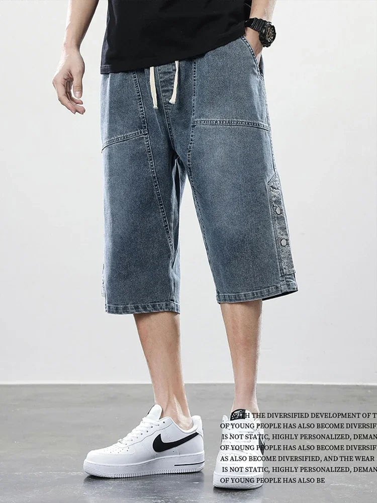 Men Short Jeans Breeches Hip Hop Streetwear Baggy Denim Shorts