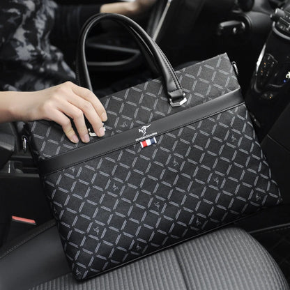 High end black checkered men's briefcase Wear resistant and splash proof laptop bag laptop bags for men  messenger bag men