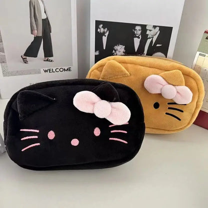 Cute Sanrio Plush Pen Bag Cartoon Hello Kitty Large Capacity Storage Bag School Supplies Pencil Case for Students Kids Gift