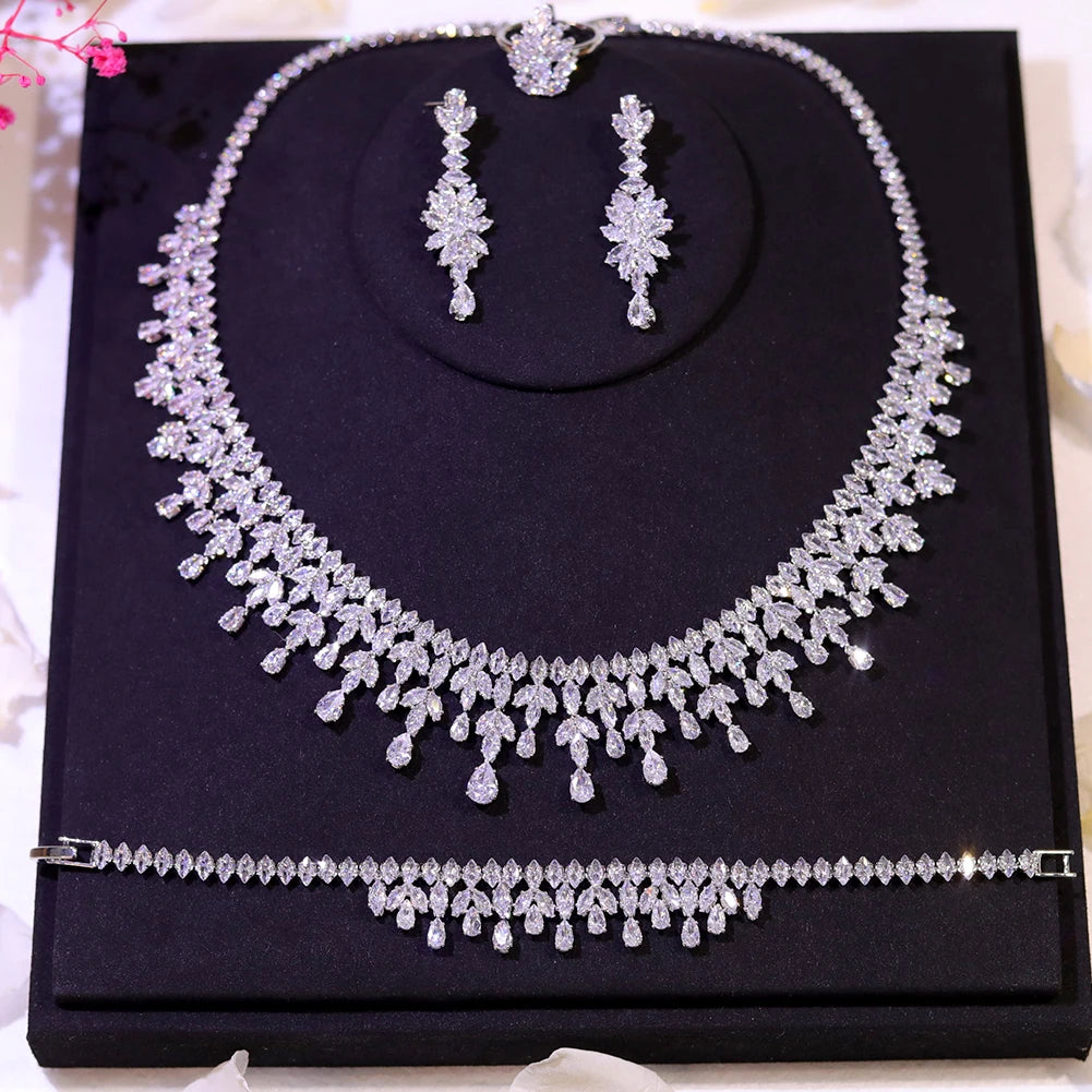 Jewelry Sets Leaf Design Bridal Necklace Earring Set