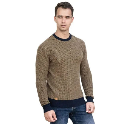 Cotton Spliced Pullovers Sweater Men Casual Warm O-Neck Quality Mens Knitted Sweater Winter Fashion Sweaters for Men Size M-3Xl