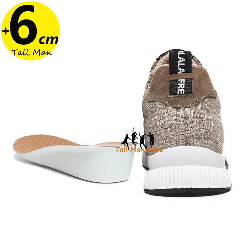 Tall Man Sneakers Height Lift Inserts for Men Elevator Shoes Taller Heel 6cm Insoles