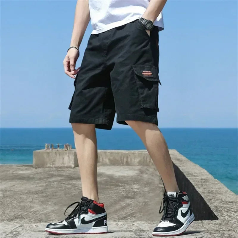 Men Trend Cargo Shorts Men's Letter Print Pocket Shorts