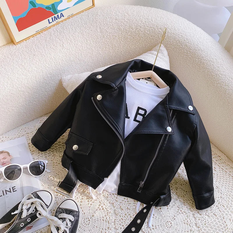 Children's Leather Jacket Winter Clothes for Girls Biker Jacket Boys Clothes for 2 To 7 Years Kids Leather Jacket