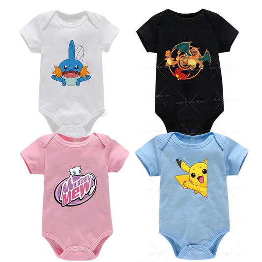 Pokemon Baby Clothes Pikachu Infant Bodysuit Newborn Jumpsuit Infant Girl Boy Cotton Romper Cartoon Toddler Cute Printed Outfit