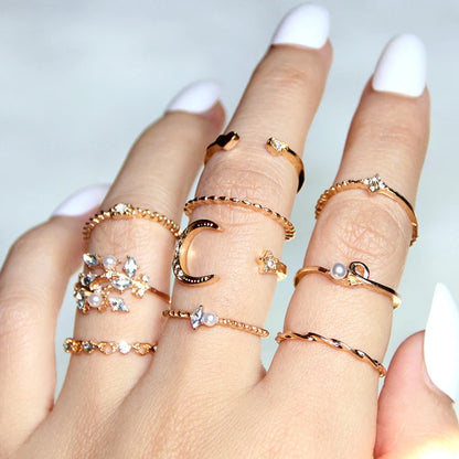 1-22Pcs/set  Moon Star Rings Women Girls Bohemian Jewellery Set Gifts Accessories