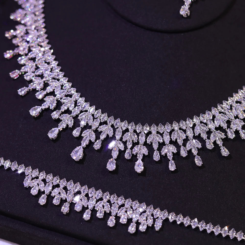 Jewelry Sets Leaf Design Bridal Necklace Earring Set