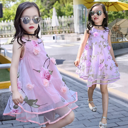 Bohemian Summer Girls Flower Dress Kids Girl Beach Dresses Chiffon Kids Dresses Floral Teenager Girls Clothes 6 8 10 12 14 Year