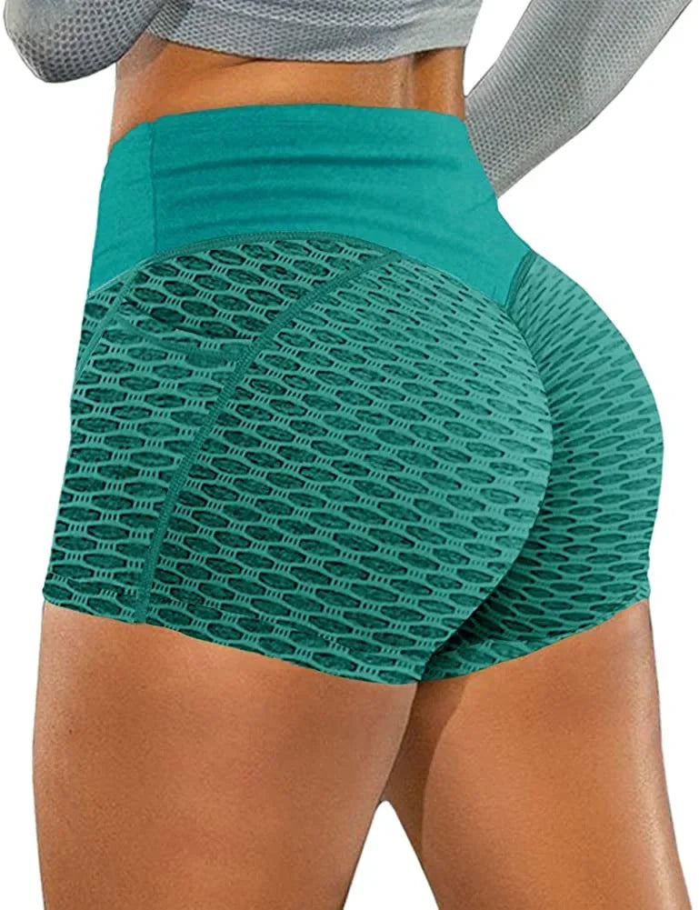 Shorts for Women Gym Skinny Fitness High Waist booty Shorts with Pocket Sport Bubble Butt Push Up Female Workout Tights Leggings