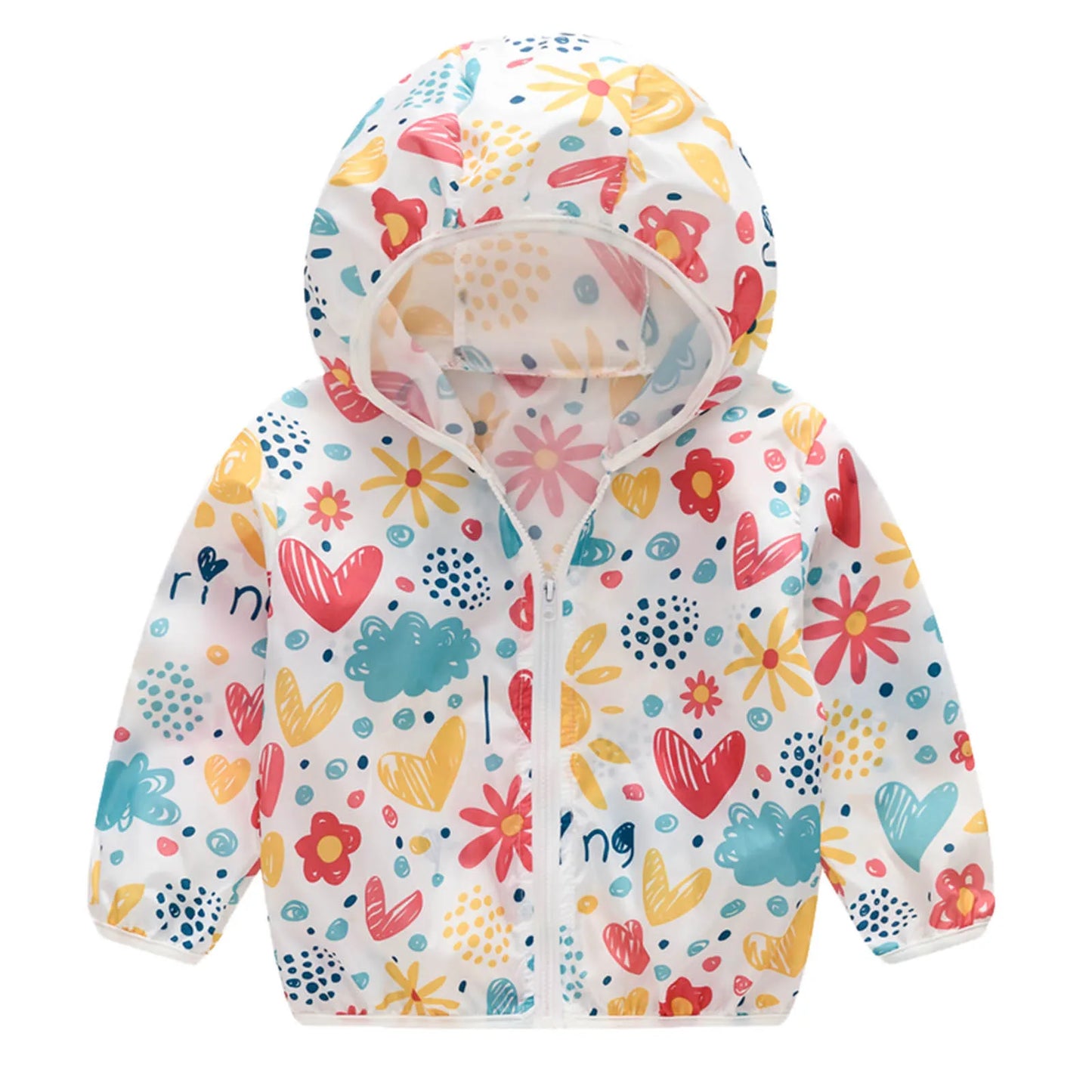 Outerwear 2023 Cute Baby Boys Girls Jackets Hooded Coat Summer Sunscreen Coats Printing Cartoon Hooded Zipper Coats 1-5 Years