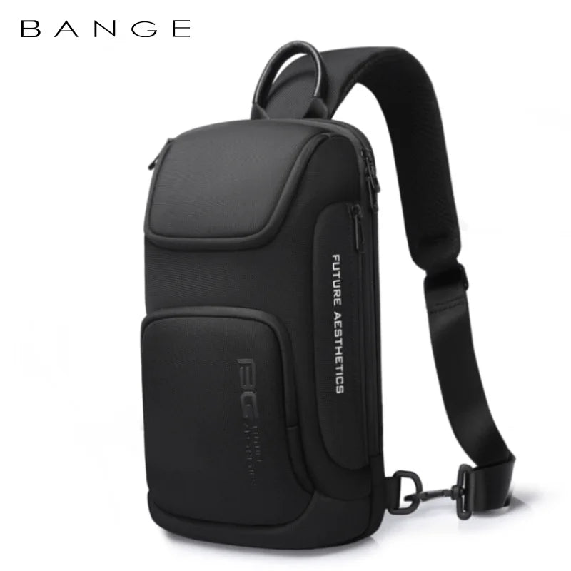 BANGE Large Capacity Men's Messenger Bag Ultralight and Portable Multi Pocket Waterproof Backpack Travel Chest Bag for 9.7" iPad