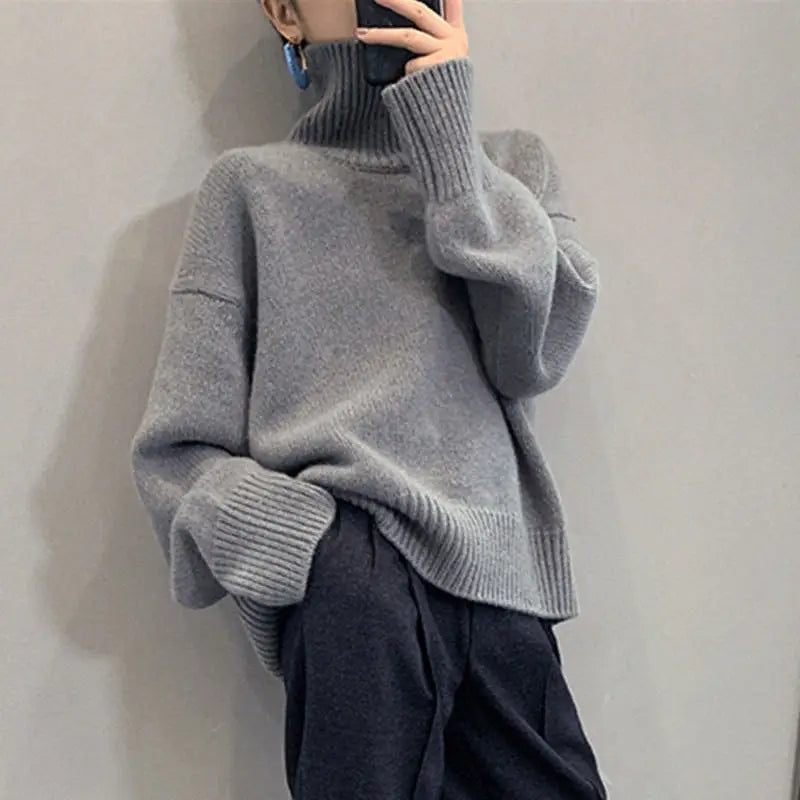 2023 New turtleneck Cashmere sweater women cashmere sweater loose cashmere sweater women