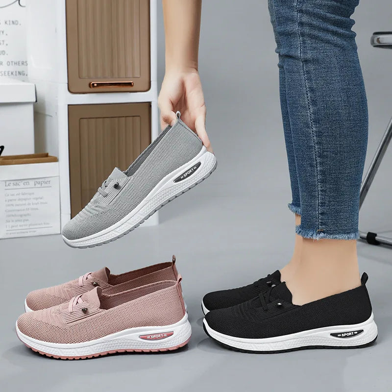 Women Casual Shoes Fashion Breathable Walking Mesh Flat Shoes Sneakers Women 2024 Gym Vulcanized Shoes Pink Female Footwear