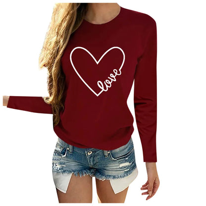 Casual Letter Heart Shaped Printing Women's T Shirt Blouses