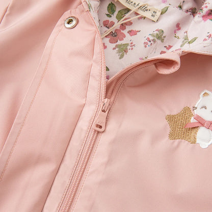 Dave Bella Children Coat Spring &Autumn Long Sleeve Jacket Casual Cute Pink Hooded Cartoon Kids Clothes DB3222372