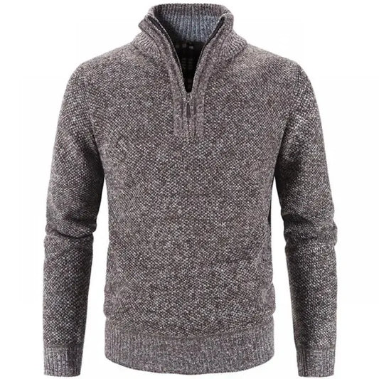 Winter Men's Fleece Thicker Sweater Half Zipper Turtleneck Warm Pullover Quality Male Slim Knitted Wool Sweaters for Spring 3Xl