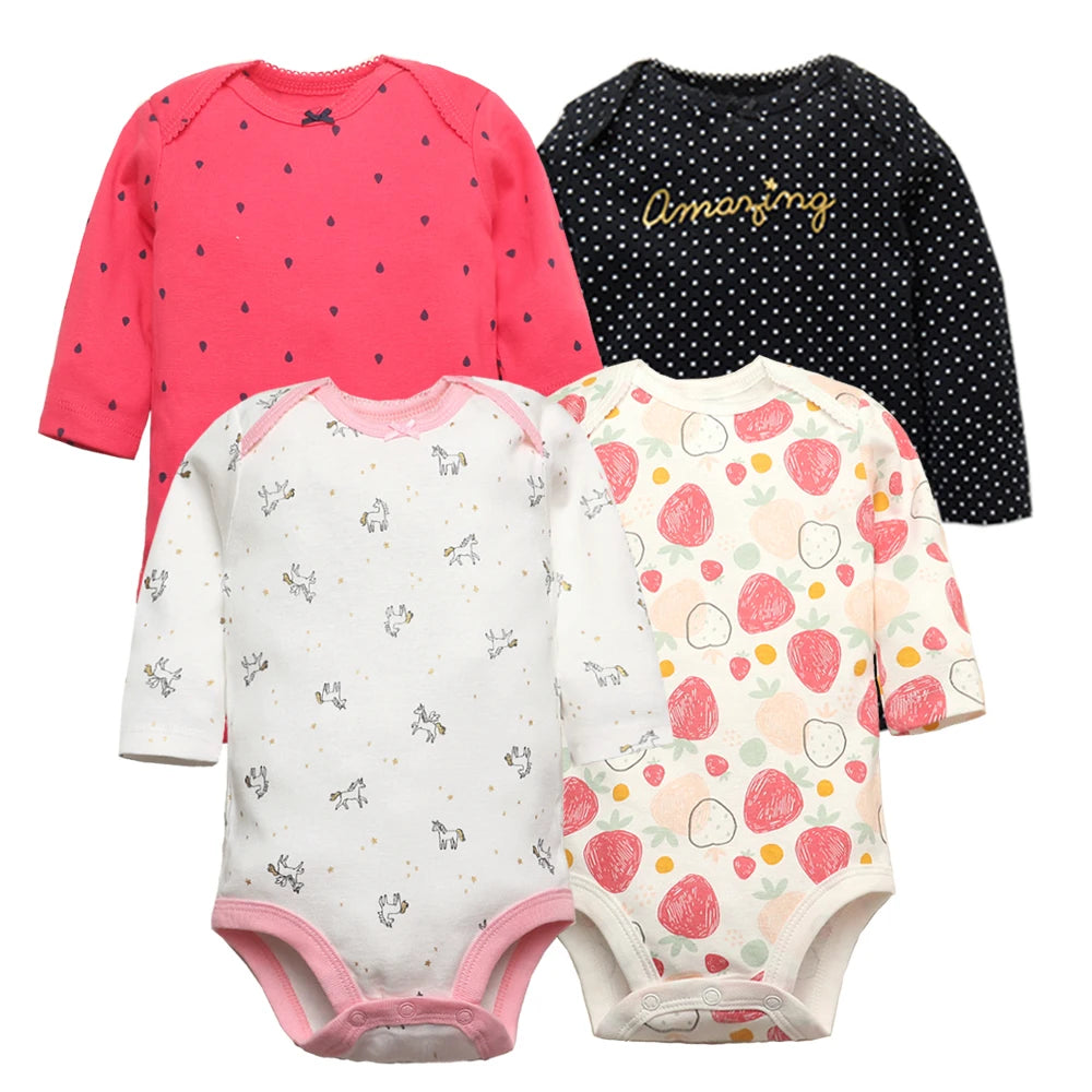 Spring Autumn Baby Bodysuits 3/4/5PCS Long Sleeve Baby Boy Girl Clothes 100% Cotton Newborn Body Infant 0-24Month Bebe Jumpsuit