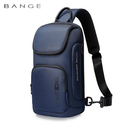 BANGE Large Capacity Men's Messenger Bag Ultralight and Portable Multi Pocket Waterproof Backpack Travel Chest Bag for 9.7" iPad