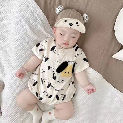 2024 Summer Newborn Baby Rompers Short Sleeve Cartoon Printed Soft Cotton Jumpsuits Infant Crawling suit 0-24 Month boy girls