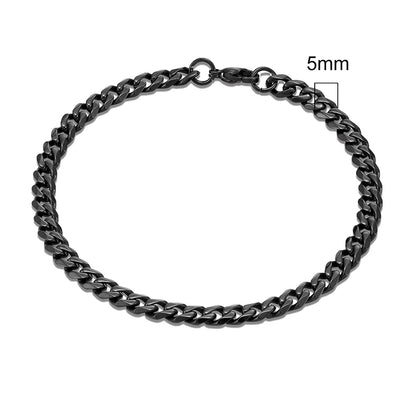 Stainless Steel Black Dainty Curb Cuban Link Chain Bracelets for men