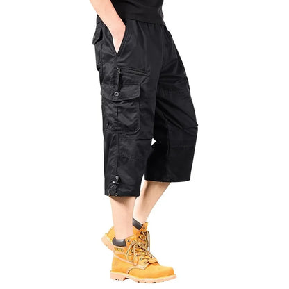 Summer Men's Cargo Shorts Loose Casual Below Knee Pants