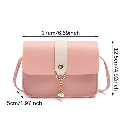 Contrast Women Shoulder Bag Simple Pearl Pendant Luxury Designer Handbag