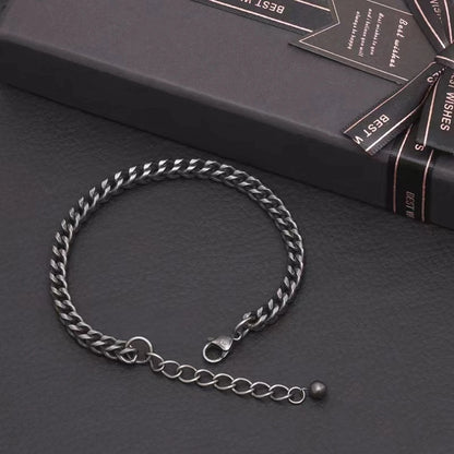 MKENDN Retro Oxidized Black 6MM Cuban Chain Bracelet Punk Men Stainless Steel Biker Chain Bracelets Male Jewelry Gifts for Dad