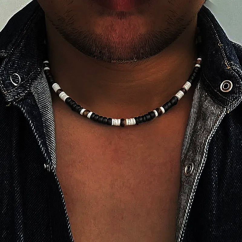 2022 Summer Beach Bohemia Surfer Necklace For Men Simple Geometric Tribal Ethnic Coconut Shell Beaded Necklace Men Jewelry