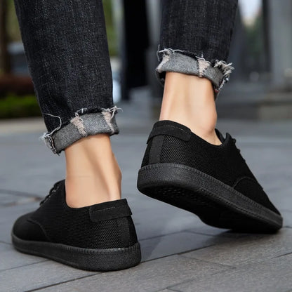 Fujeak Soft Soled Canvas Lace Up Working Flats Shoes Mesh Breathable Casual Sneakers Big Size 39-46 Footwear Zapatos Hombres