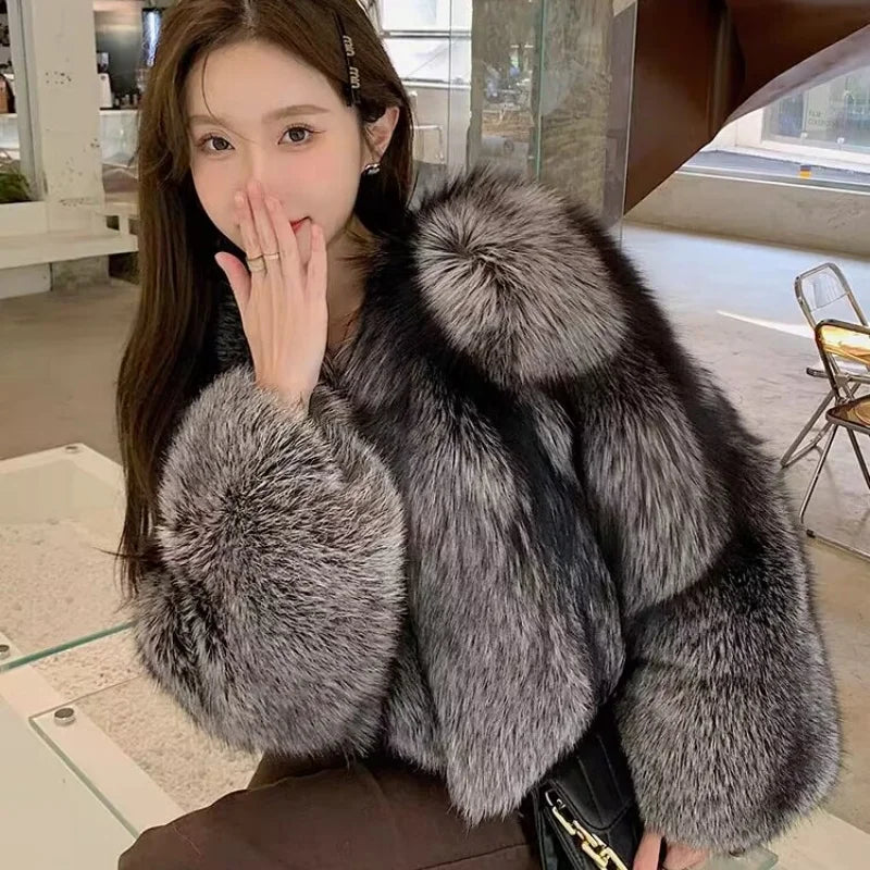 Autumn And Winter Mid Length Natural Fox Fur Coat Women Fashionable