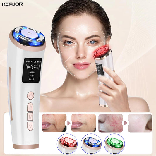 HIFU Ultrasound Face Lifting Rejuvenation Micro Current EMS Facial Skin Beauty Tightening Mini Face Massager Anti Aging Machine