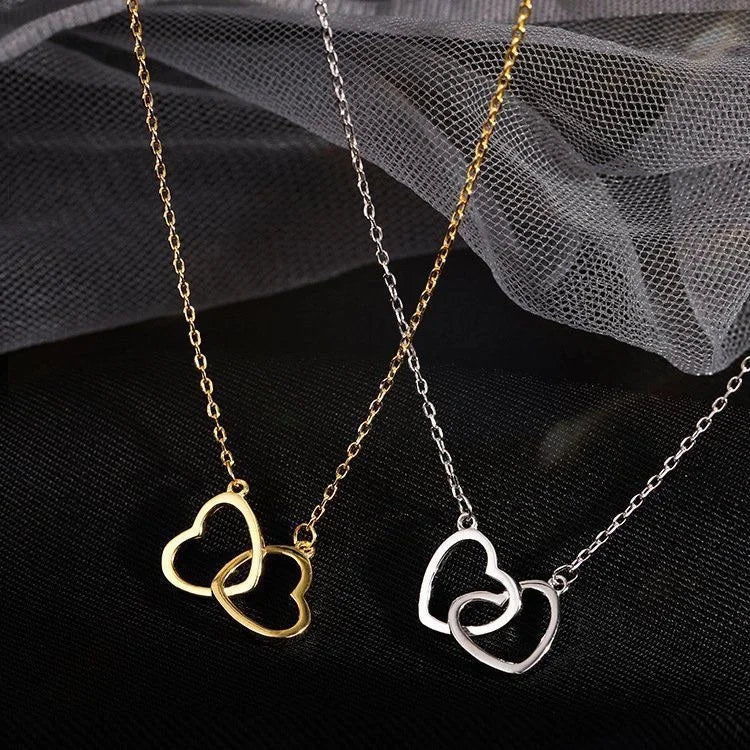 Double Heart Choker Necklace for Women