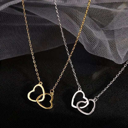 Double Heart Choker Necklace for Women